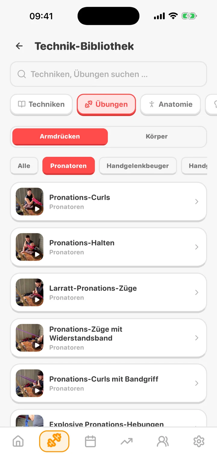 ArmProgress Technik-Bibliothek – Pronator-Übungen mit Video-Demos