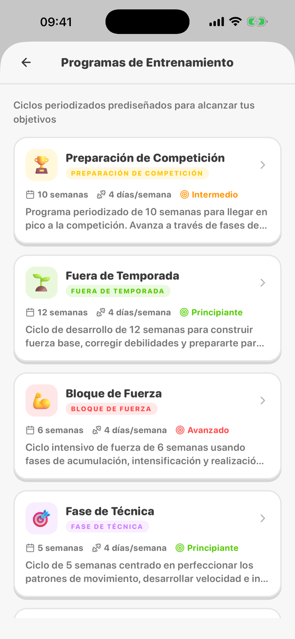 Programas de entrenamiento