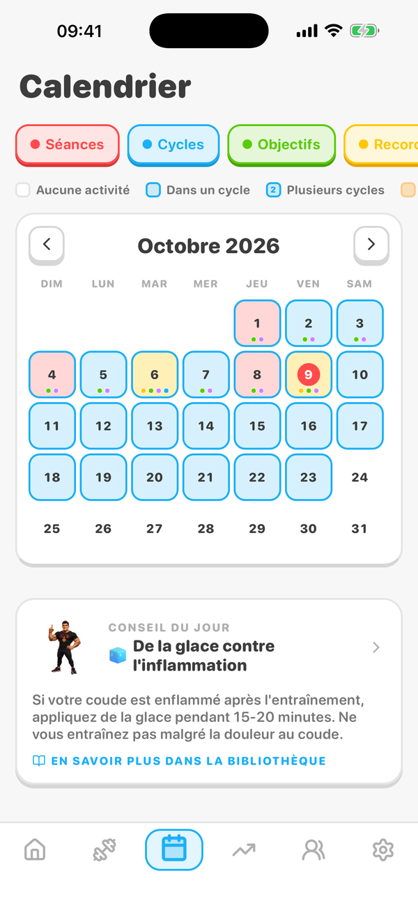 Calendrier d'entraînement
